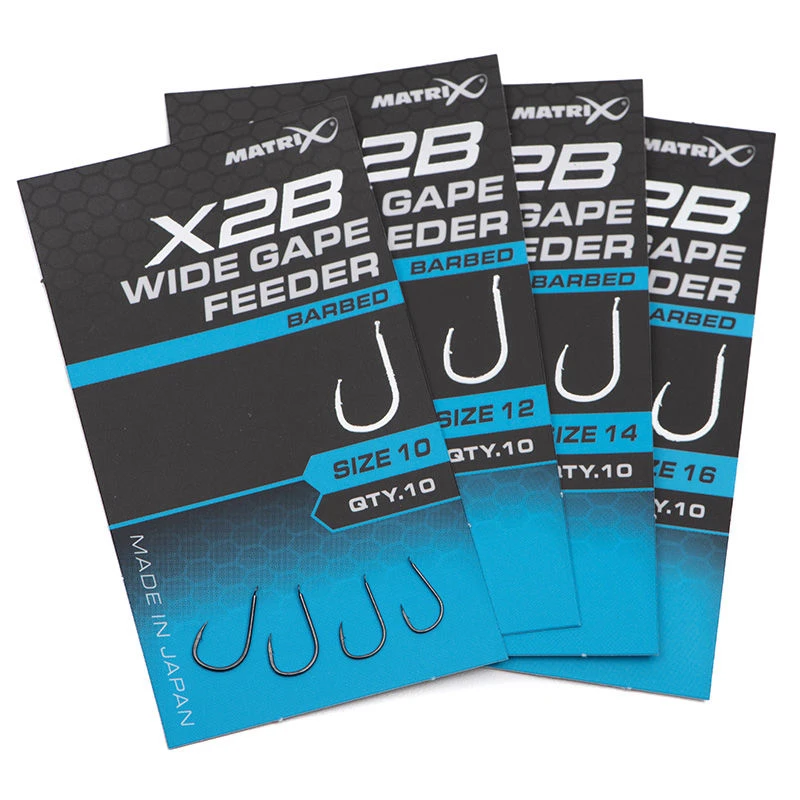 Matrix X2B Wide Gape Feeder Barbed Spade End Hooks